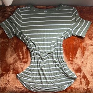 Old Navy Olive and White Striped Tee